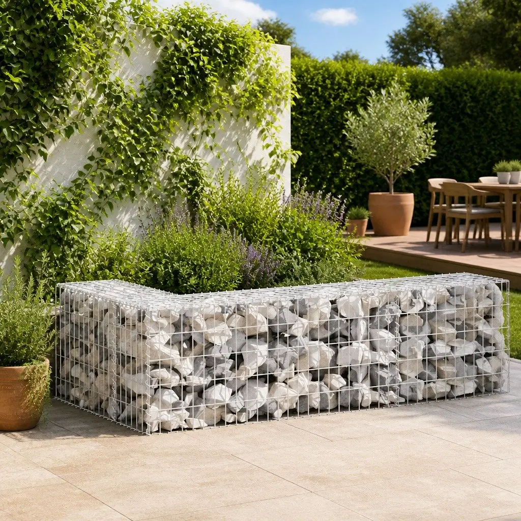 Gabion Wall Fence Panel Retaining Barrier 900x50x50 cm Silver