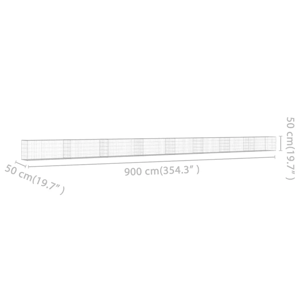 Gabion Wall Fence Panel Retaining Barrier 900x50x50 cm Silver