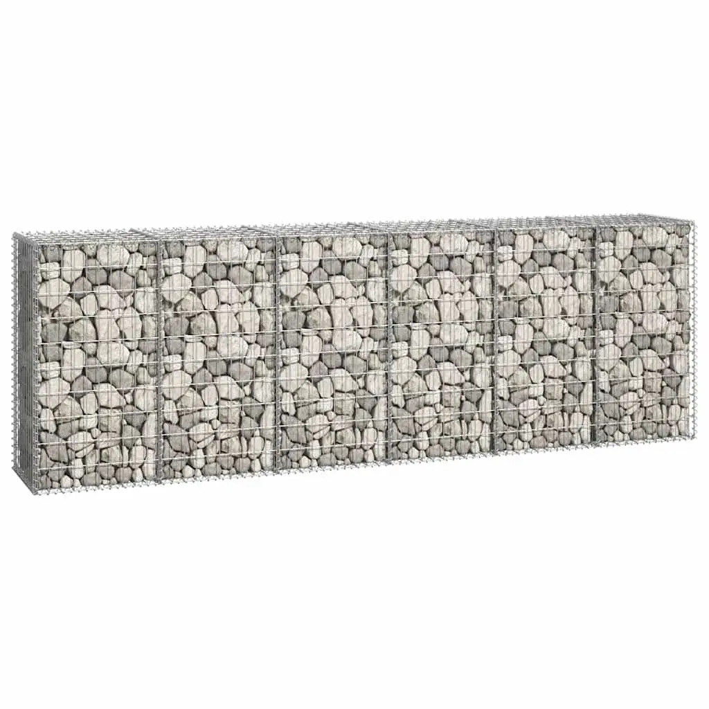 Gabion Wall Panel Retaining Barrier Galvanised Steel 300L x 50W x 100H cm Silver
