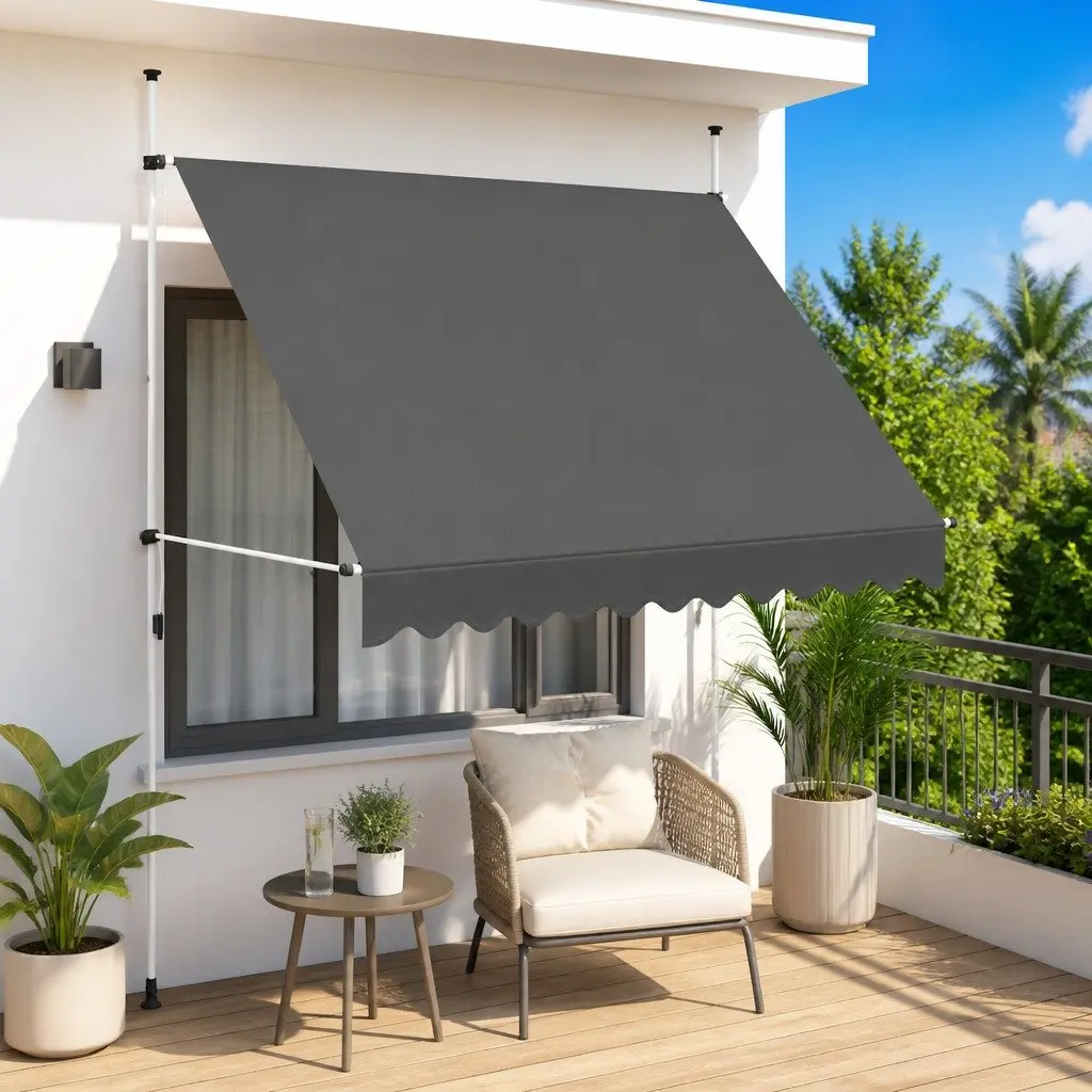 Manual Retractable Awning 250 cm Garden Shade Anthracite
