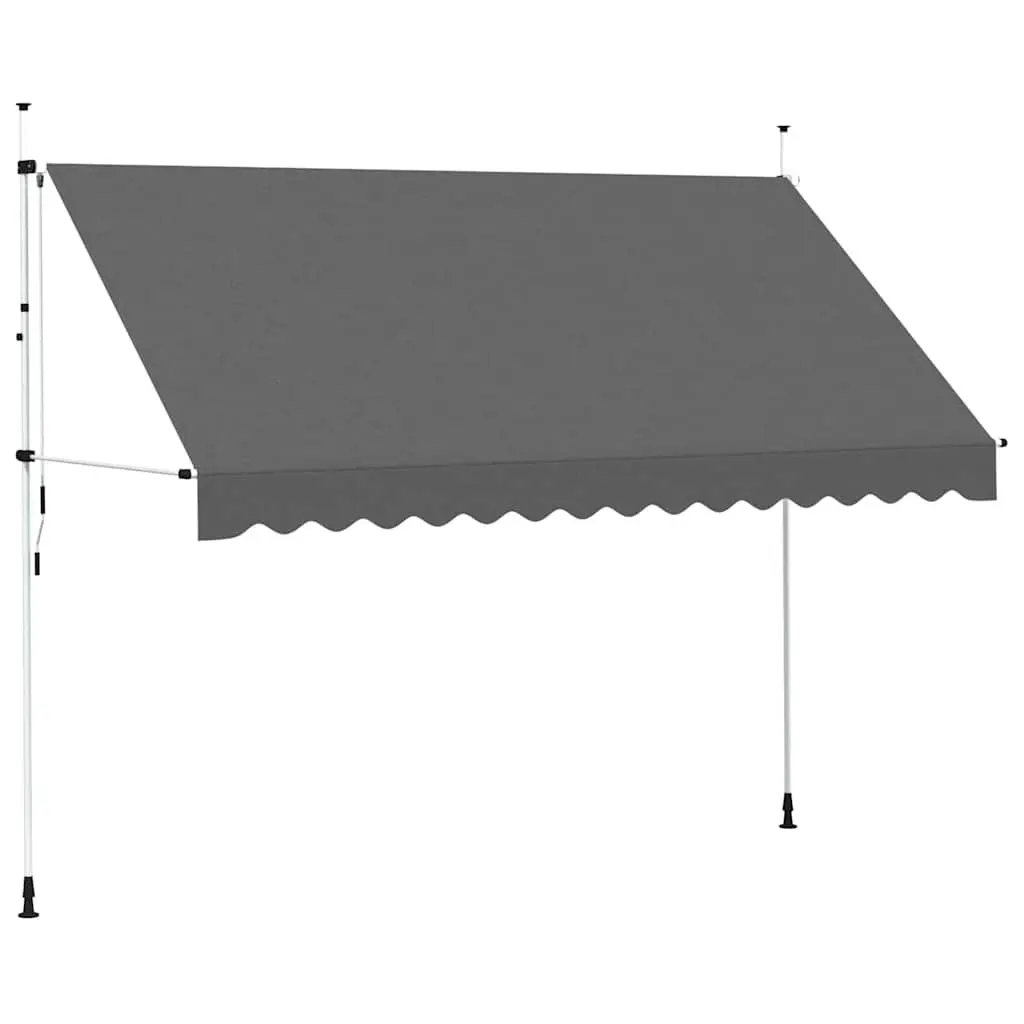 Retractable Awning Manual 350cm Outdoor Shade Anthracite for Windows Balconies Terraces Garden
