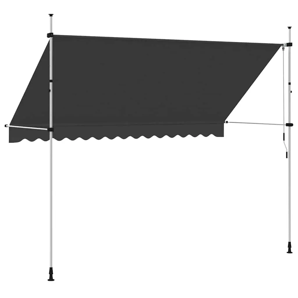 Retractable Awning Manual 350cm Outdoor Shade Anthracite for Windows Balconies Terraces Garden