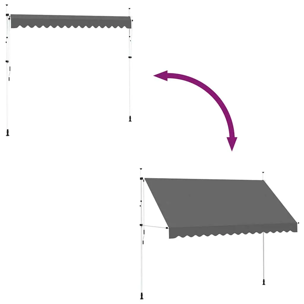 Retractable Awning Manual 350cm Outdoor Shade Anthracite for Windows Balconies Terraces Garden