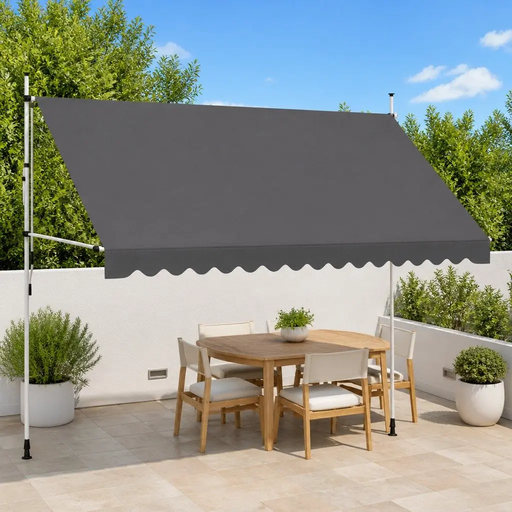 Manual Retractable Awning Outdoor Shade 400cm Anthracite