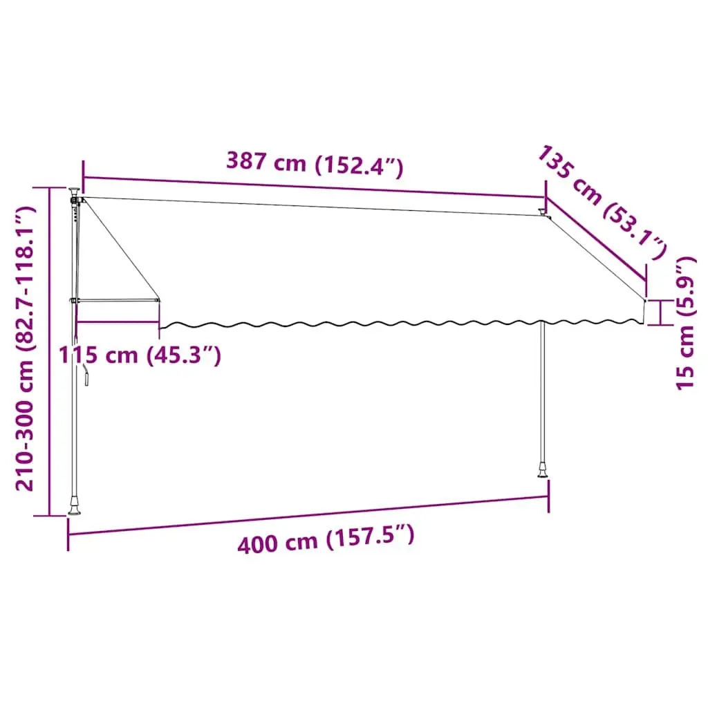 Manual Retractable Awning Outdoor Shade 400cm Anthracite