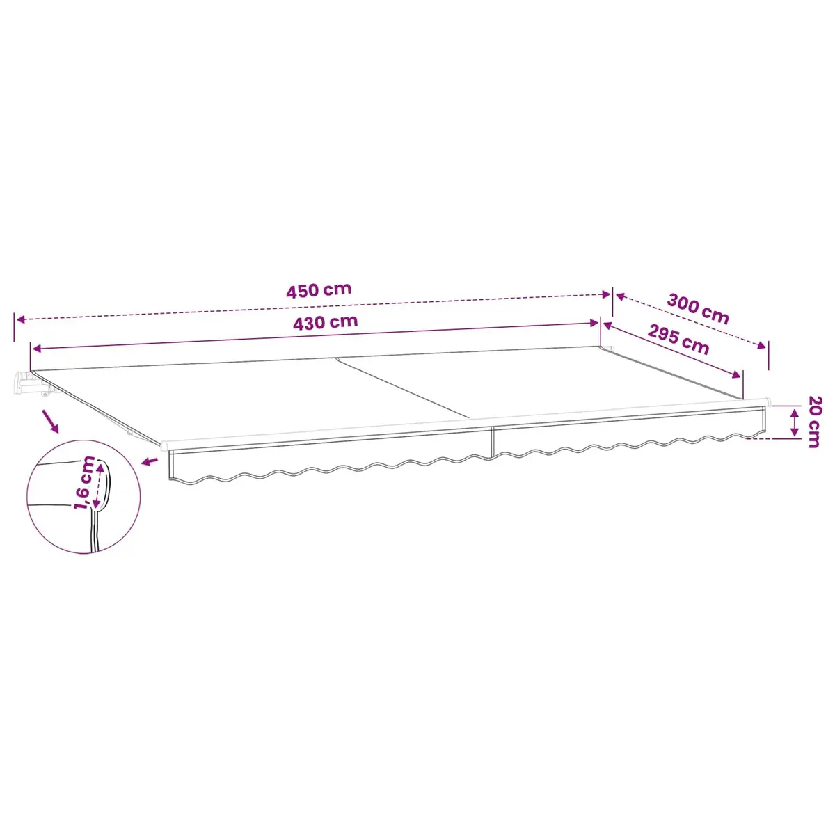 Replacement Awning Fabric Cream Polyester Shade 4.5x3m UV Resistant