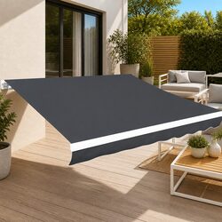 Awning Replacement Fabric Grey 4.5x3m Anthracite Polyester Canvas Patio Shade