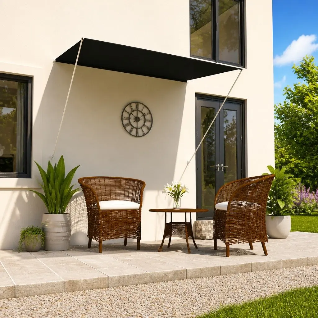 Retractable Awning Window Balcony Terrace Garden Shade 200x150cm Anthracite
