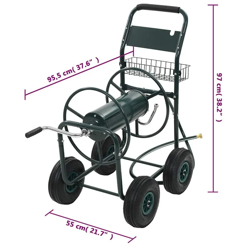 Garden Hose Trolley Reel Cart 75m Storage Organiser Green