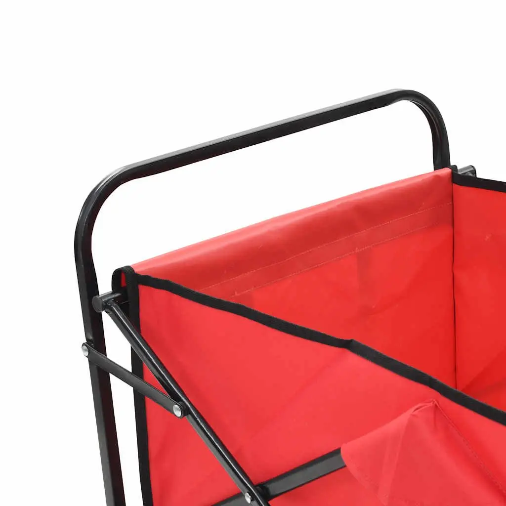 Folding Garden Wagon Cart Heavy Duty Steel Frame Green Portable Transport 75 kg Capacity