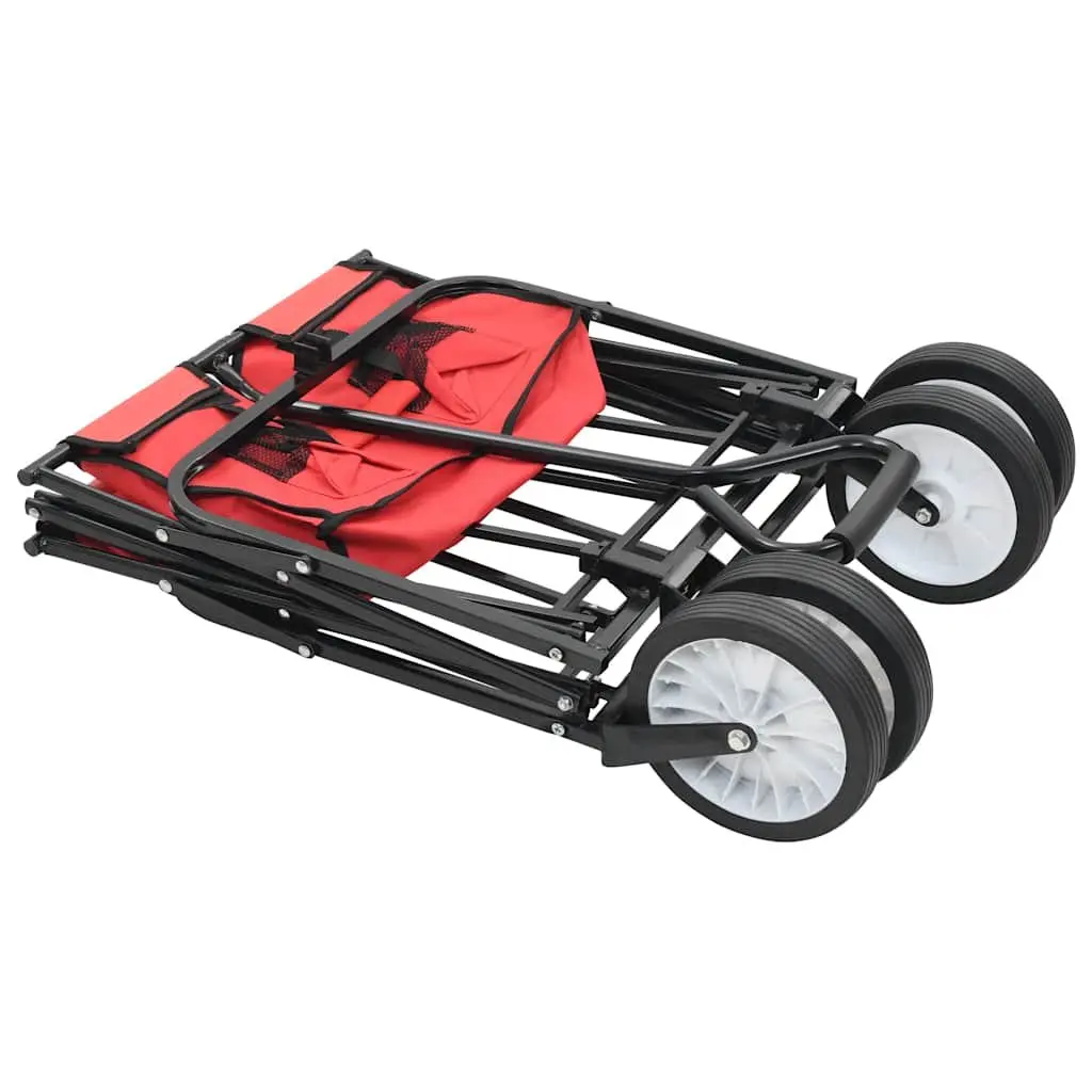 Folding Garden Wagon Cart Heavy Duty Steel Frame Green Portable Transport 75 kg Capacity