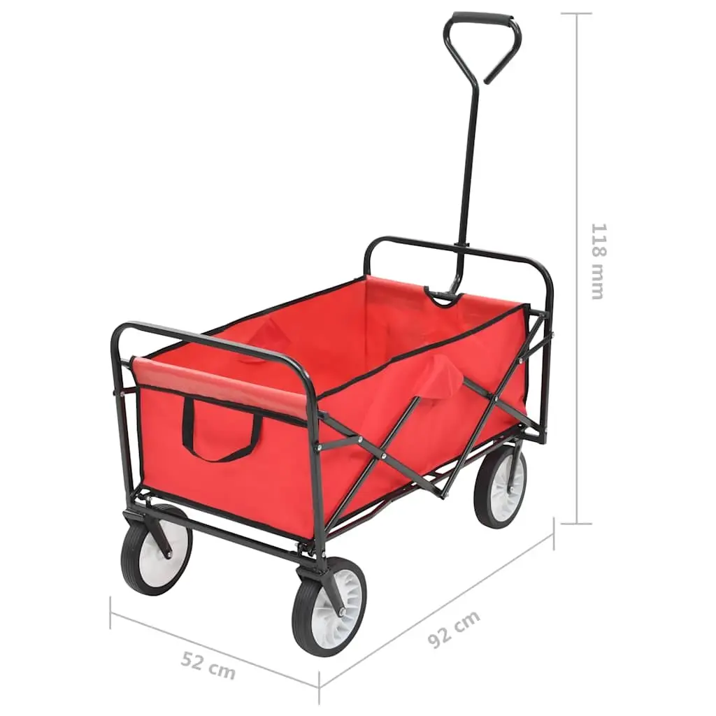Folding Garden Wagon Cart Heavy Duty Steel Frame Green Portable Transport 75 kg Capacity