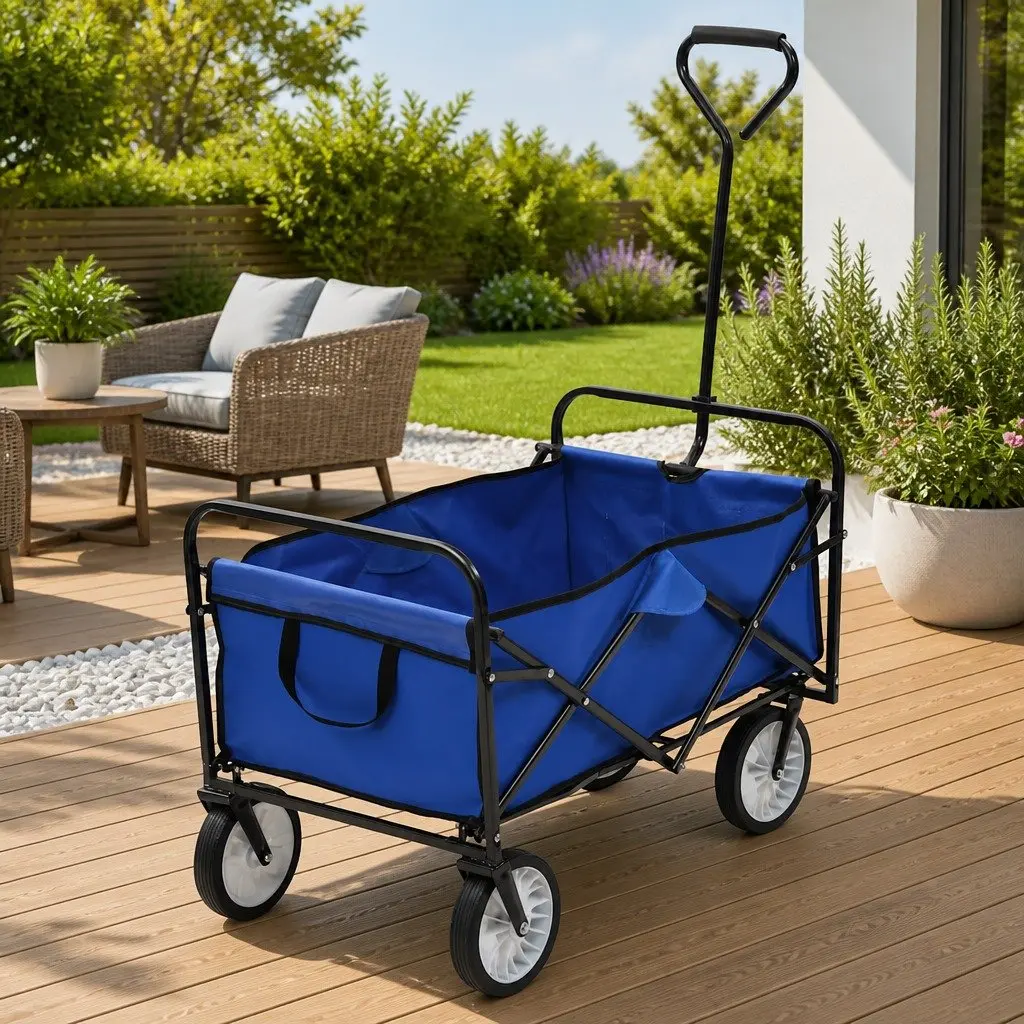 Folding Hand Trolley Steel Frame 75kg Load Capacity Garden Home Transport Cart