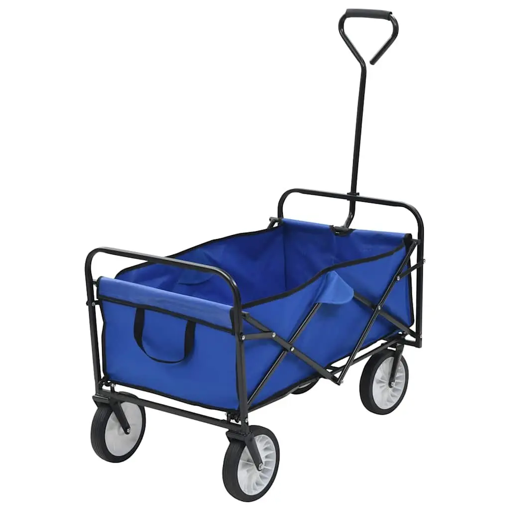 Folding Hand Trolley Garden Transport Cart Steel Frame 75kg Load Capacity Red