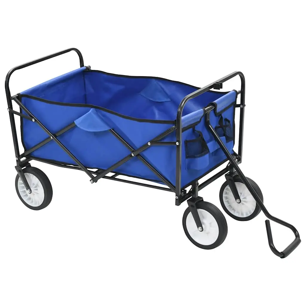 Folding Hand Trolley Garden Transport Cart Steel Frame 75kg Load Capacity Red