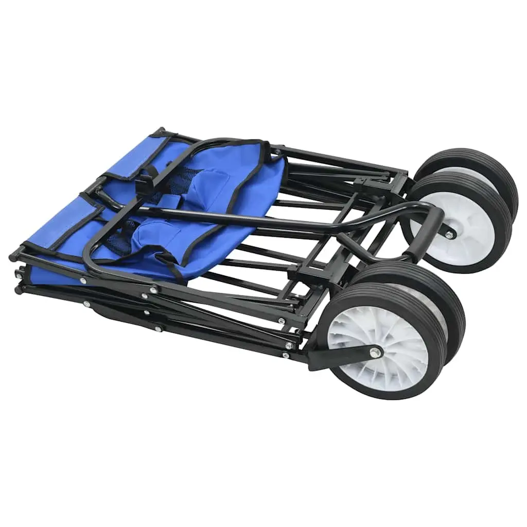 Folding Hand Trolley Garden Transport Cart Steel Frame 75kg Load Capacity Red