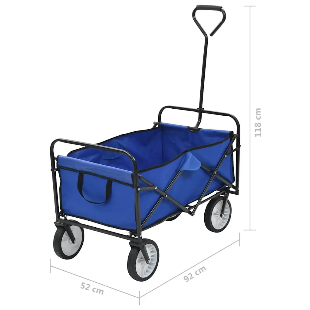 Folding Hand Trolley Garden Transport Cart Steel Frame 75kg Load Capacity Red
