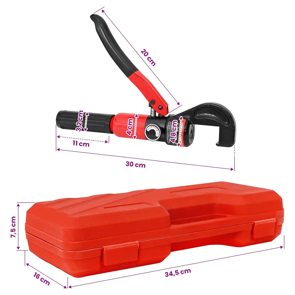 Hydraulic Crimping Pliers Wire Stripper Tool 4-70mm² Ergonomic Steel Portable Case