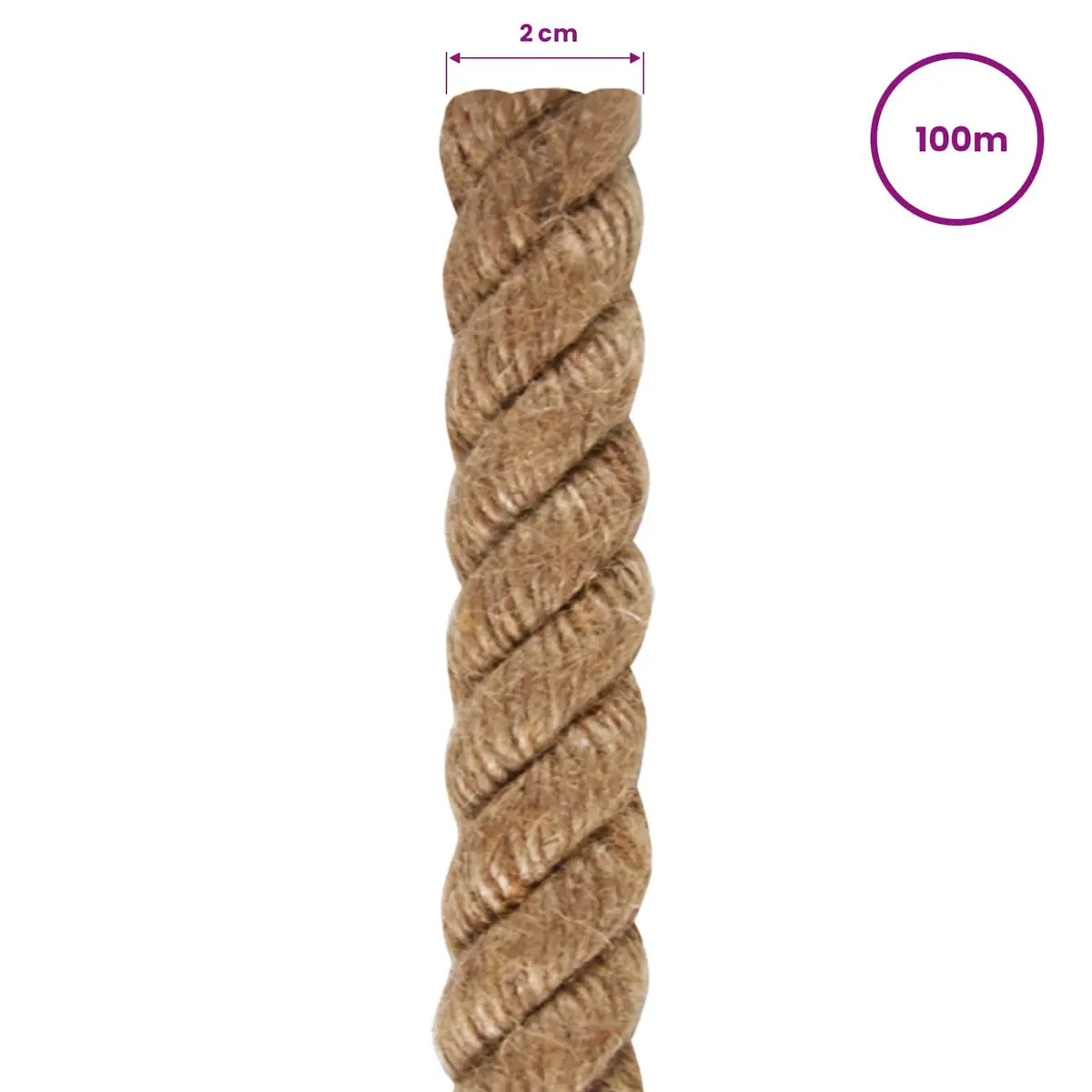 Jute Rope 20mm 100m Garden Decking Handrail Plant Support Brown
