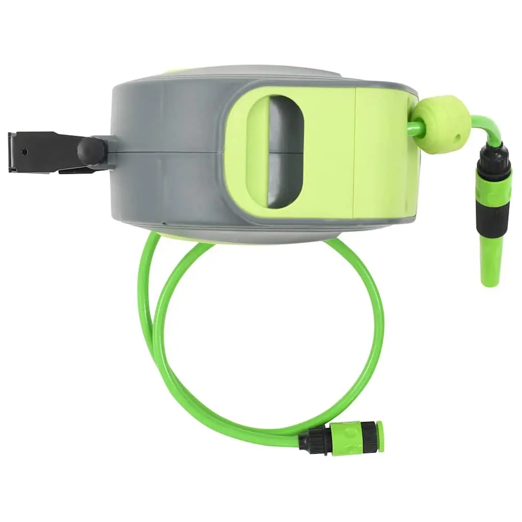 Retractable Water Hose Reel 10m Green Wall Mounted Automatic Garden Irrigation Tool