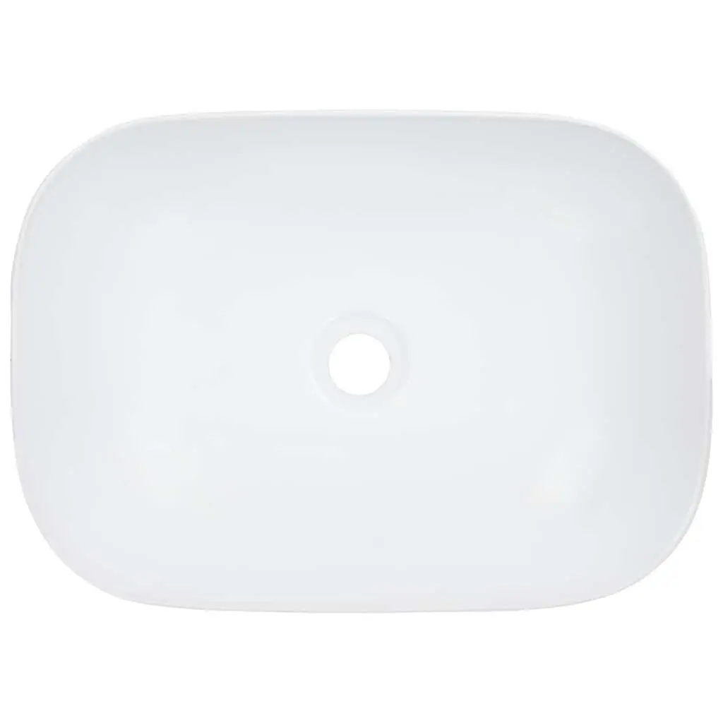 Ceramic Wash Basin Rectangular Bathroom Sink 45.5x32x13cm White Vessel