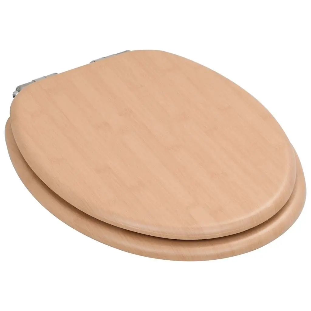 Toilet Seat with Soft Close Lid Brown Natural Design Bathroom Accessory