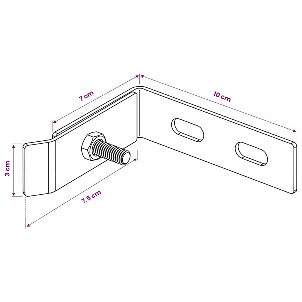 Wall Corner Connector 10 Sets Anthracite Garden Fence Reinforcement Brackets 65mm Short Leg 100mm Long Leg