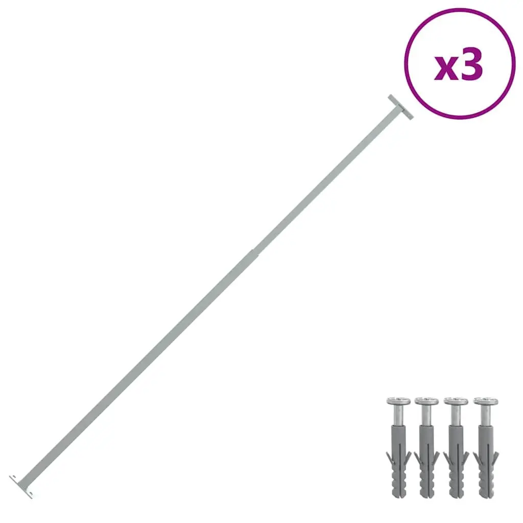 Adjustable Security Window Bars Set 3 Piece 710-1200 mm Silver