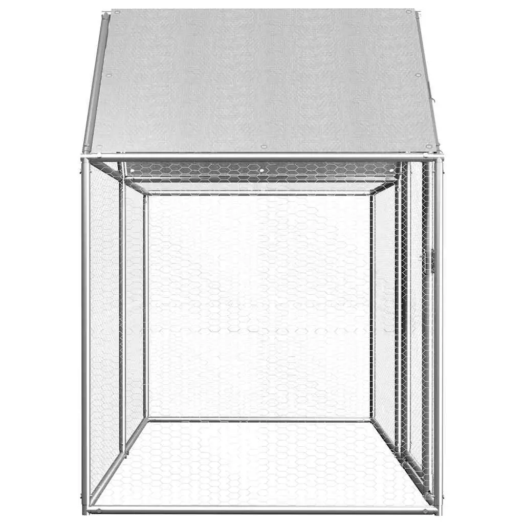 Chicken Coop Poultry House 2x1x1.5 m Galvanised Steel Silver Garden Enclosure