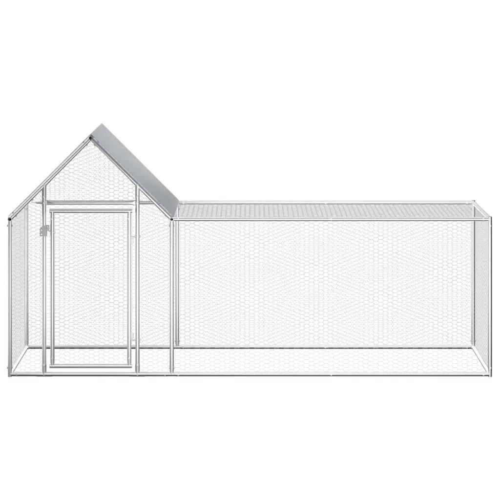 Chicken Coop Galvanised Steel Poultry House 3x1x1.5m Silver