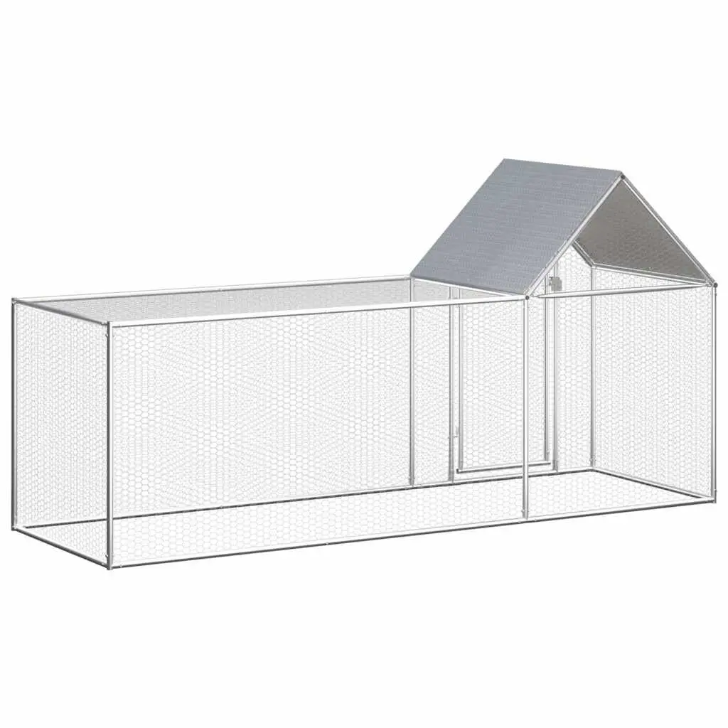 Chicken Coop Galvanised Steel Poultry House 3x1x1.5m Silver