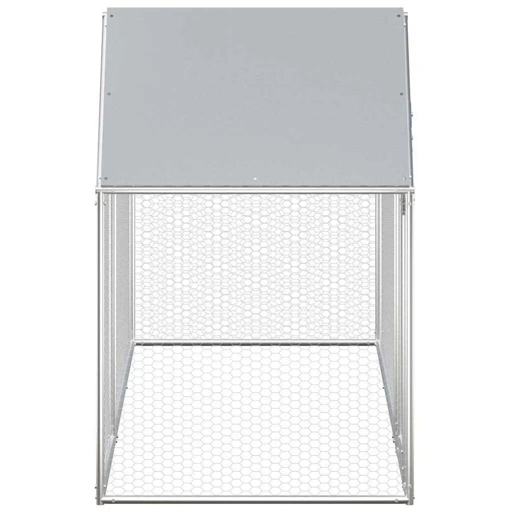 Chicken Coop Galvanised Steel Poultry House 3x1x1.5m Silver