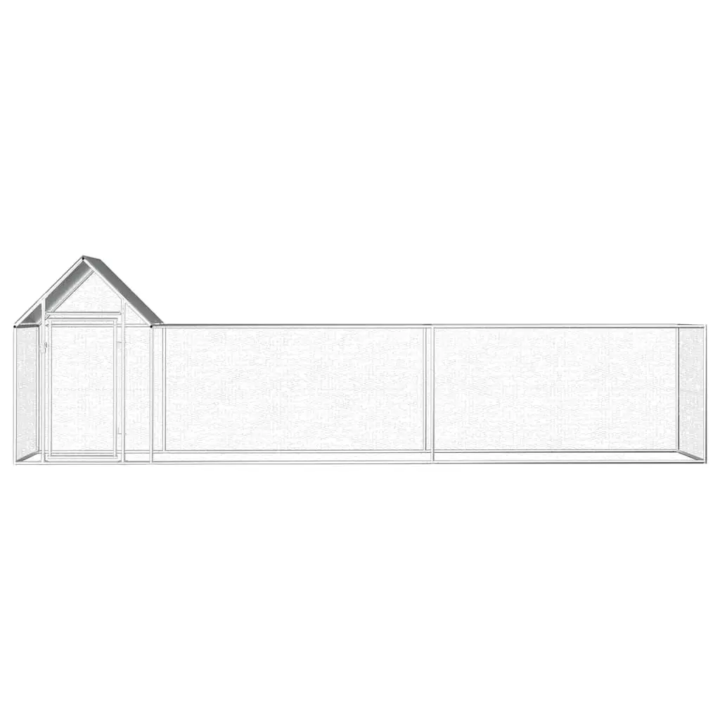Chicken Coop Galvanised Steel Poultry Run 5x1x1.5m Silver