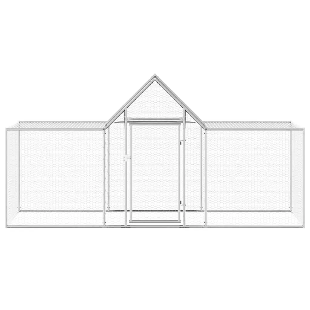 Chicken Coop Galvanised Steel 3x1x1.5m Garden Poultry House Run Enclosure Silver