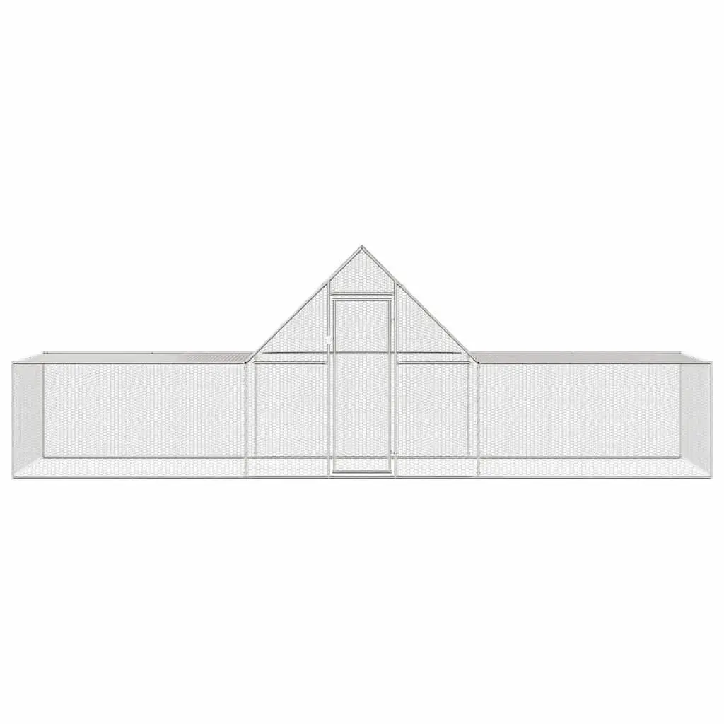 Chicken Coop Galvanised Steel Poultry House 6x2x2m Silver