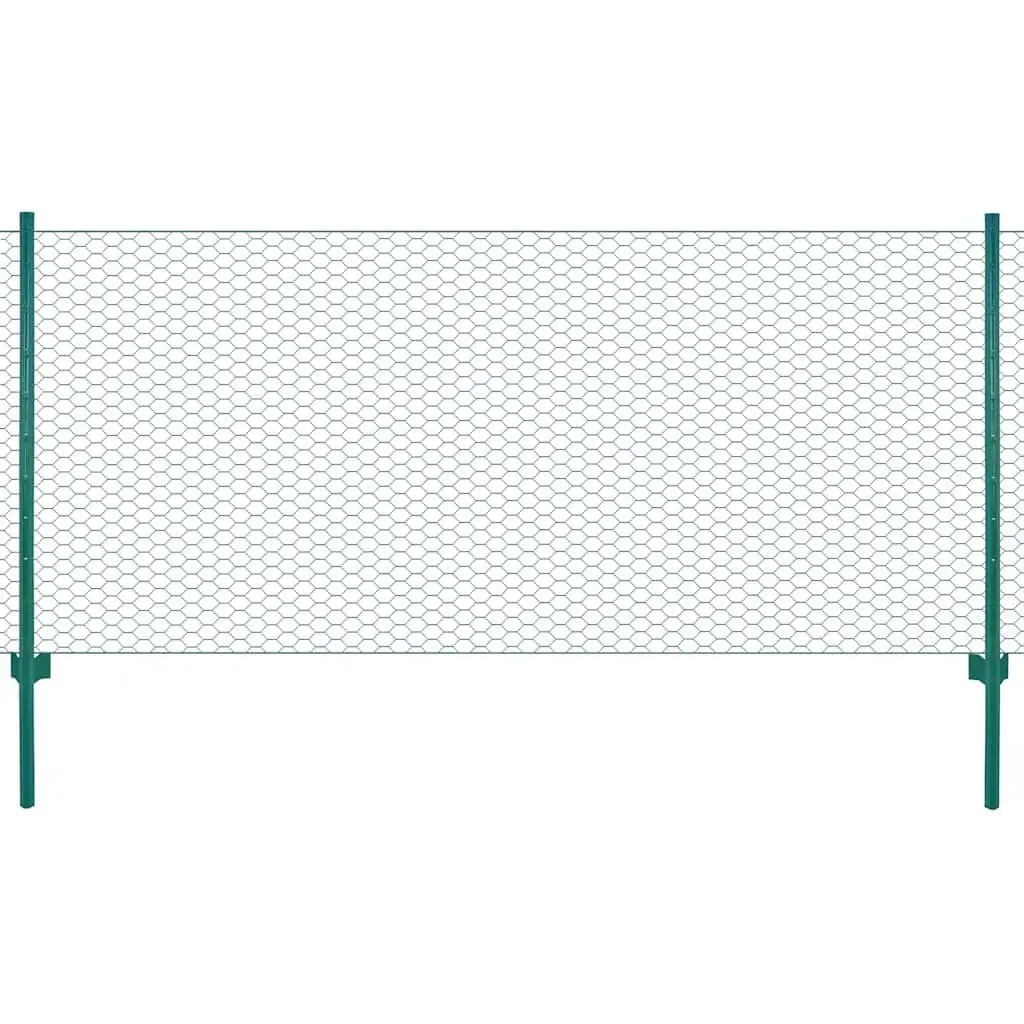 Wire Mesh Fence Panel with Posts Green 25x1m Garden Yard Farm Fencing