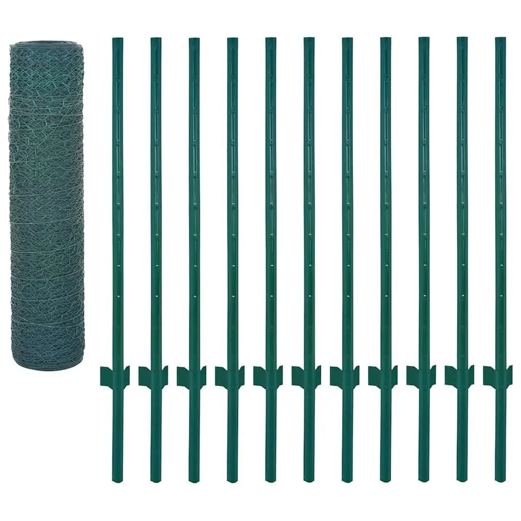Wire Mesh Fence Panel Garden Fencing 25x0.5m Green