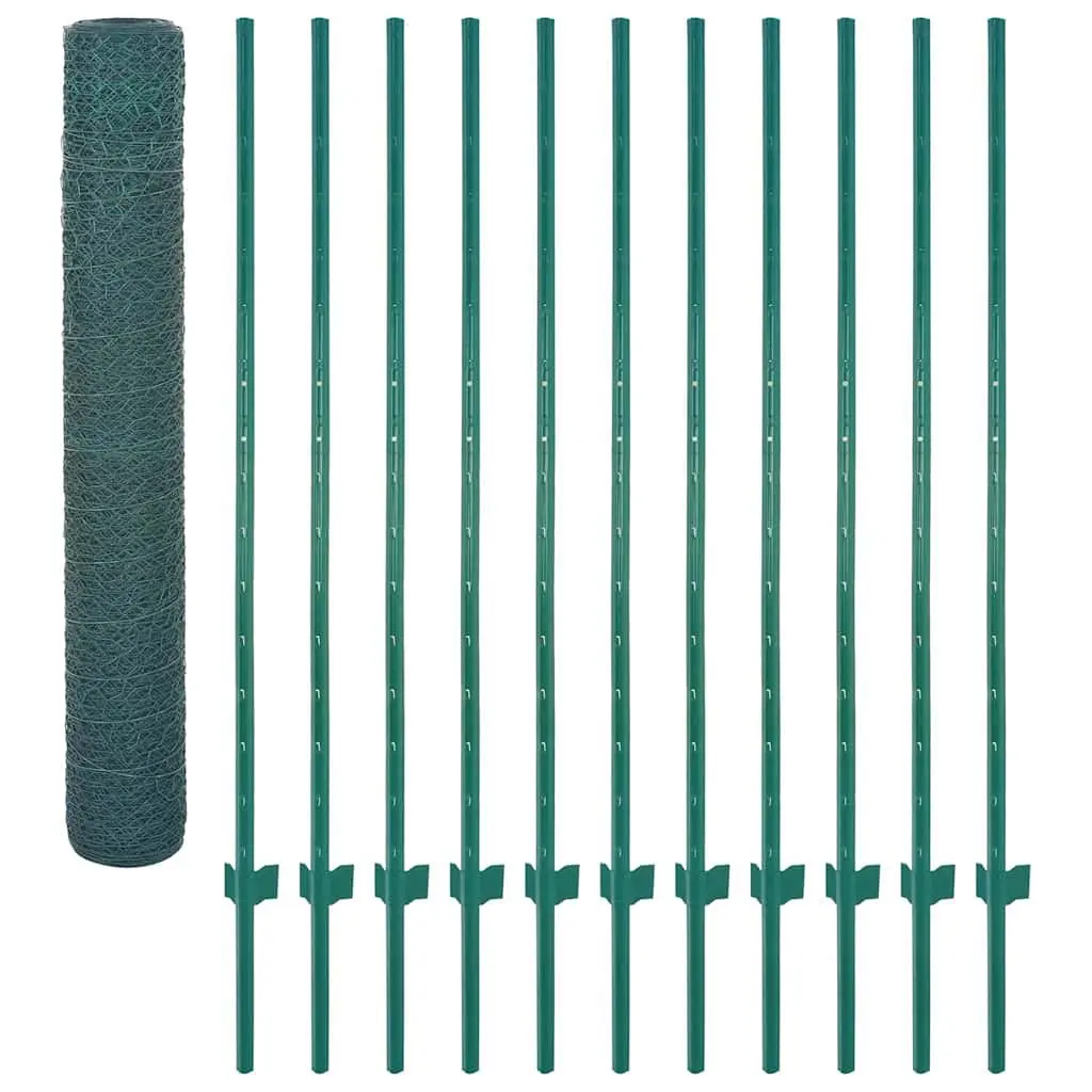 Wire Mesh Fence Panel Green 25x2 m Garden Poultry Farm Backyard Barrier