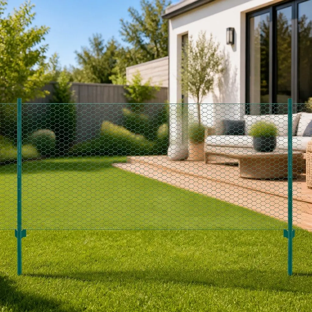 Wire Mesh Fence Green 25x0.75 m Steel Garden Fencing Barrier Panel