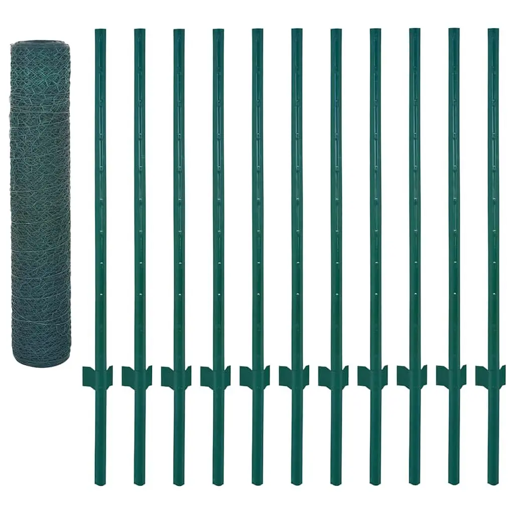 Wire Mesh Fence Green 25x0.75 m Steel Garden Fencing Barrier Panel
