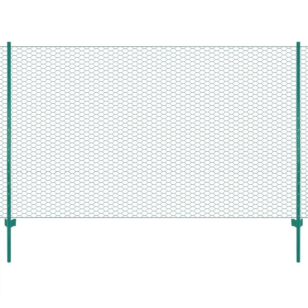 Wire Mesh Fence Roll Garden Fencing 25x2m Green Steel Posts