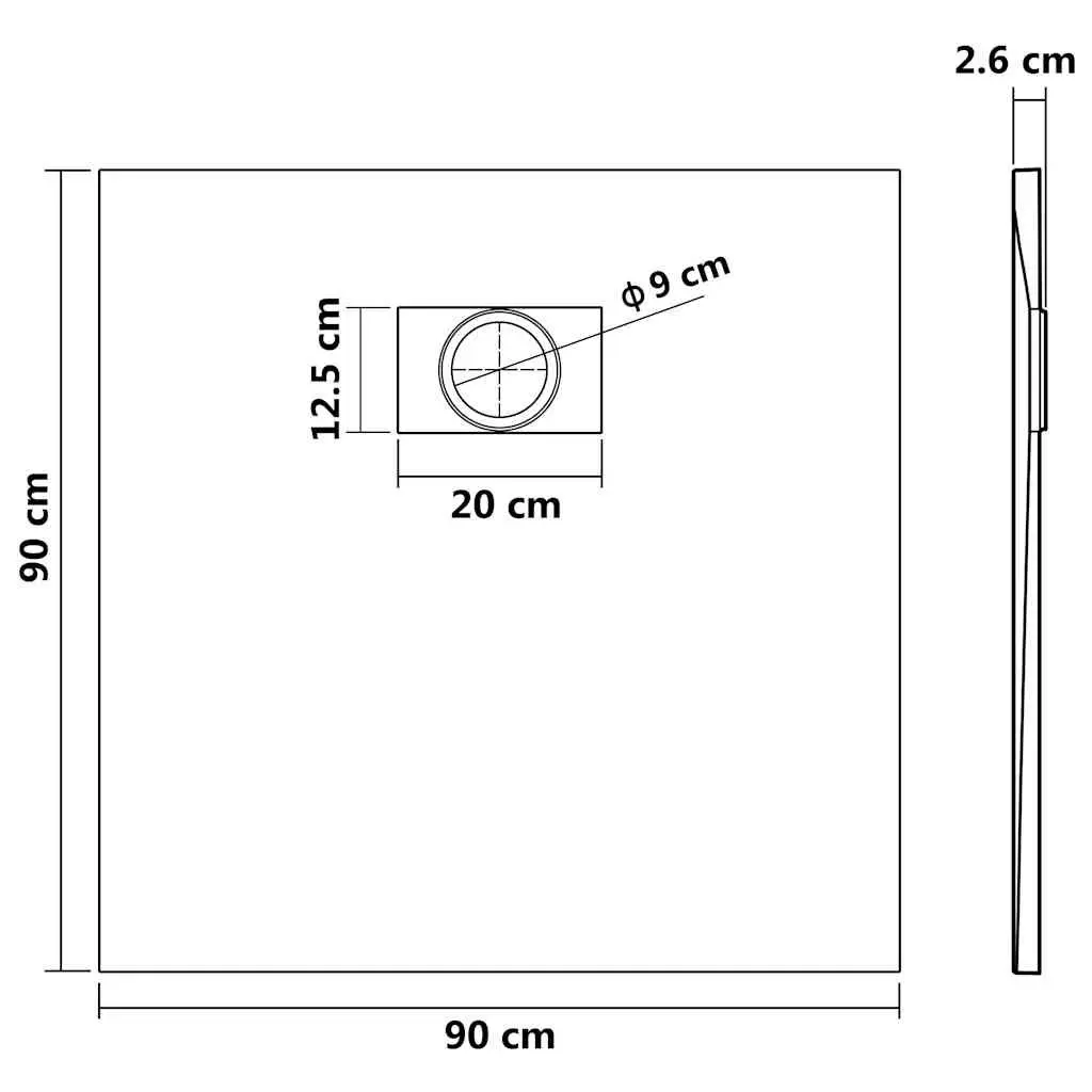 Shower Base Tray Low Profile 90x90 cm White Modern Bathroom Fixture
