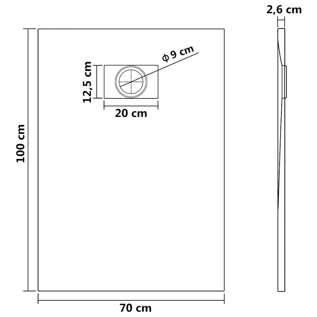 Shower Base Tray White 100x70 cm Low Profile Bathroom Fixture Modern Design