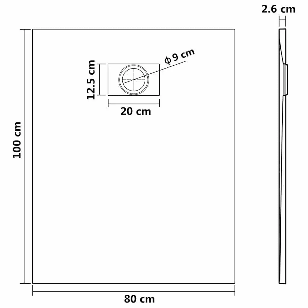 Shower Base Tray White Low Profile 100x80 cm Skid Resistant Bathroom Fixture