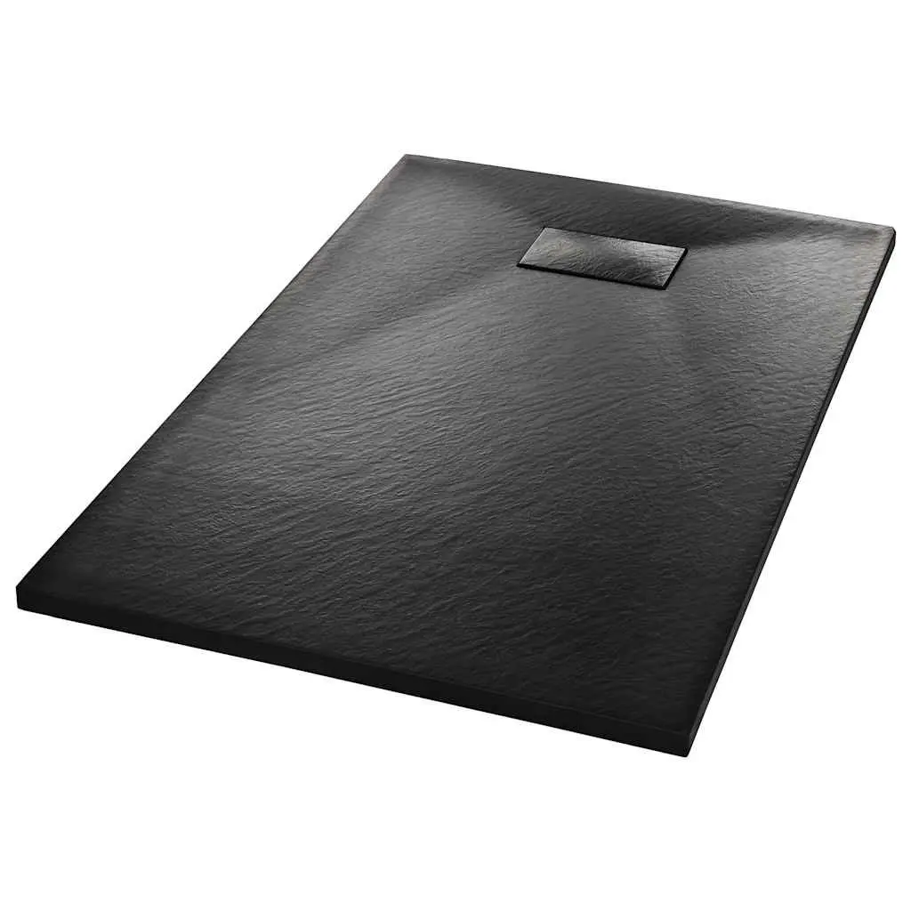 Shower Base Tray Black 100x80 cm Low Profile Skid Resistant Bathroom Receptor