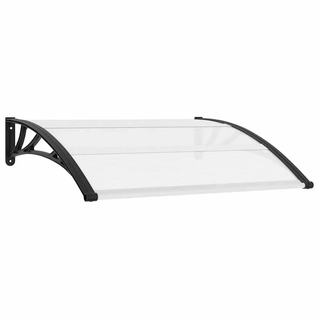 Door Canopy Awning Window Shelter Polycarbonate 120x75cm Black Transparent