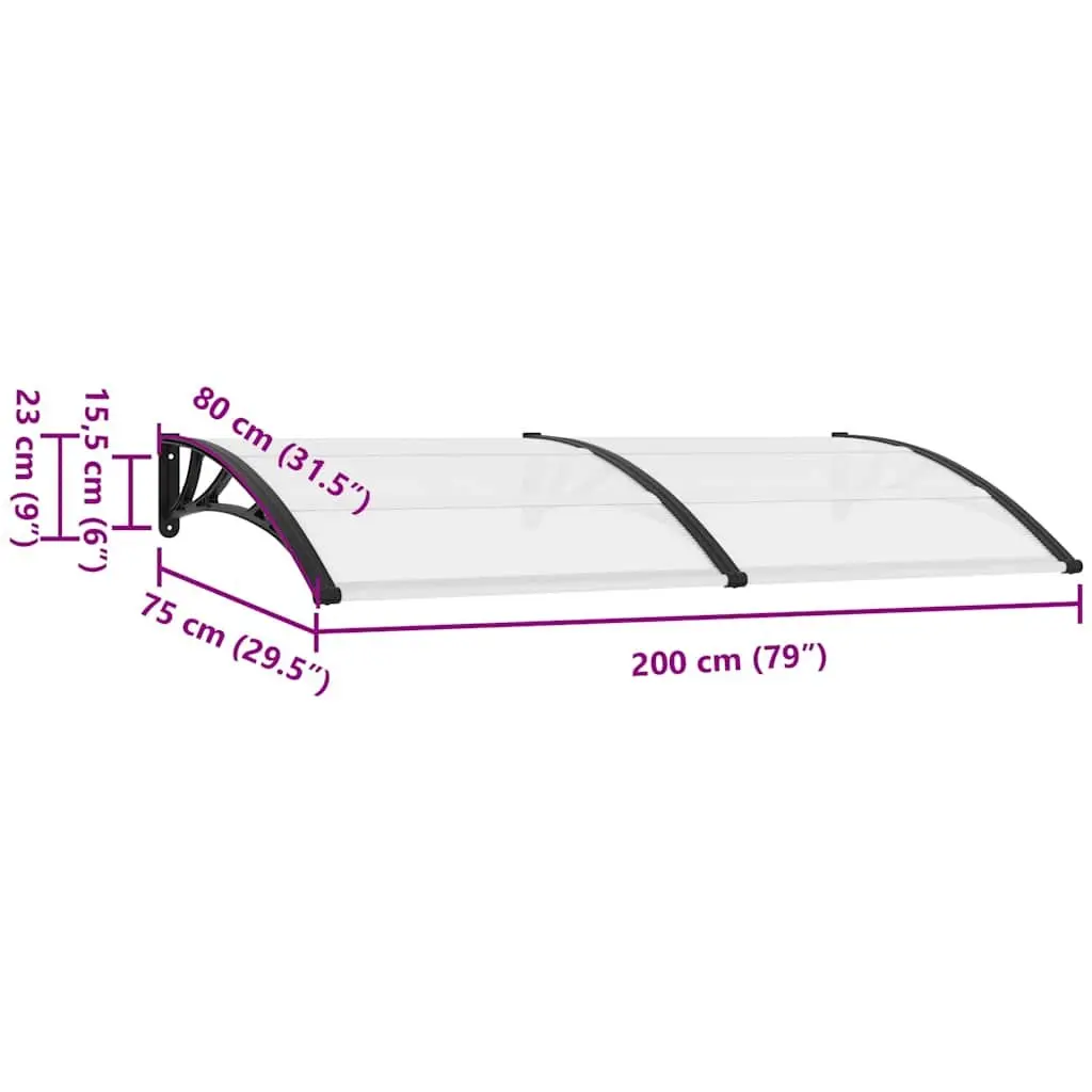Door Canopy Outdoor Shelter 200x75cm Black