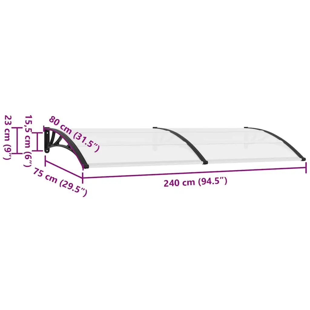 Polycarbonate Awning Door Canopy Outdoor Protection Multicolour 240x75cm