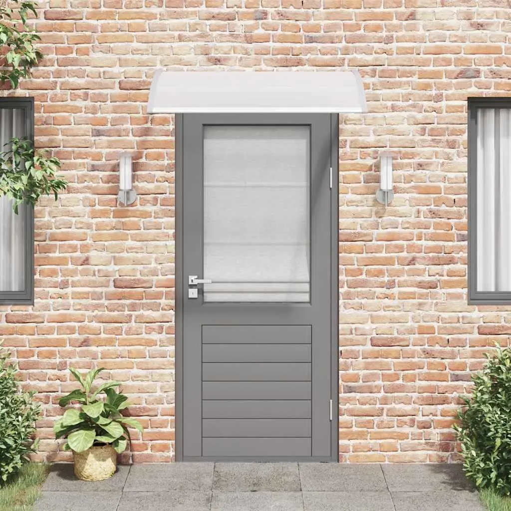 Door Canopy Outdoor Shelter 120 x 75 cm Grey Transparent Polycarbonate Shade