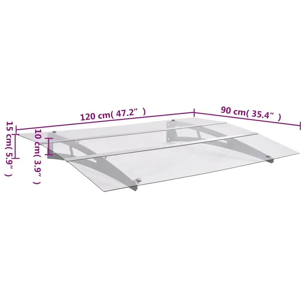 Door Canopy Weather Protection Polycarbonate 120x90cm Silver Transparent